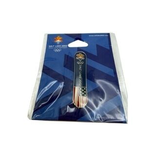 Salt Lake 2002 Winter Olympics Snowboard USA Flag Pin Aminco Official Licensed